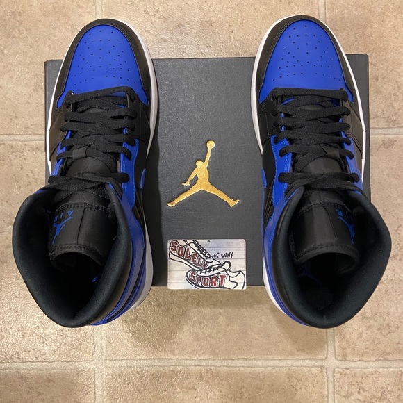 NEW Nike Air Jordan 1 Retro Mid Royal Blue Black - Picture 6 of 11